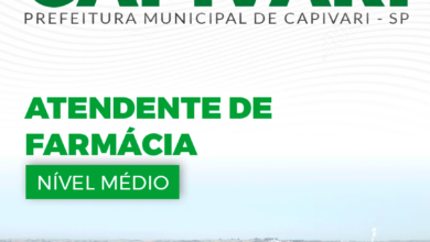 Apostila Prefeitura Capivari SP 2024 Atendente de Farmácia