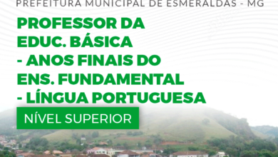 Apostila Prefeitura Esmeraldas MG 2024 Professor E.B Língua Portuguesa