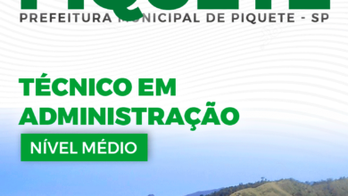 Apostila Prefeitura Piquete SP 2024 Técnico Administração