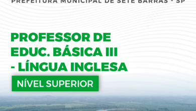 Apostila Prefeitura Sete Barras SP 2024 Professor E.B III Língua Inglesa