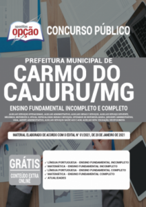 Apostila Prefeitura de Carmo do Cajuru – MG – Ensino Fundamental Incompleto e Completo