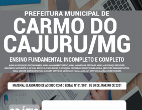 Apostila Prefeitura de Carmo do Cajuru – MG – Ensino Fundamental Incompleto e Completo