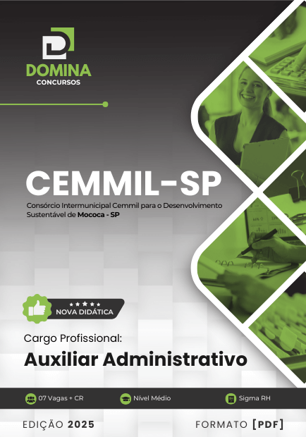 Novo Material: Apostila Auxiliar Administrativo CEMMIL Mococa SP 2025
