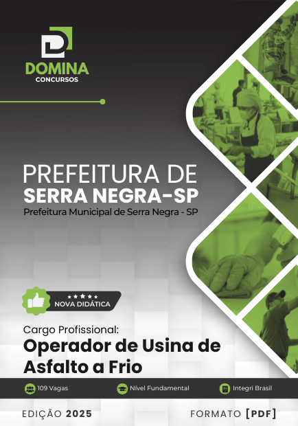 Novo Material: Apostila Operador de Usina de Asfalto Serra Negra SP 2025