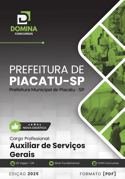 Novo Material: Apostila Auxiliar de Serviços Gerais Piacatu SP 2025