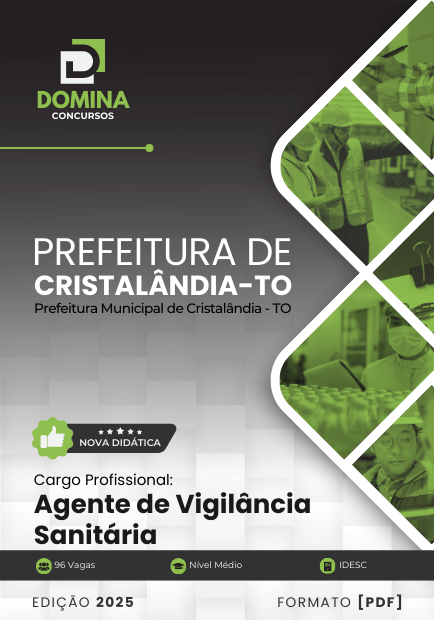 Novo Material: Apostila Agente de Vigilância Sanitária Cristalândia TO 2025 Novo Material: Apostila Agente de Vigilância Sanitária Cristalândia TO 2025