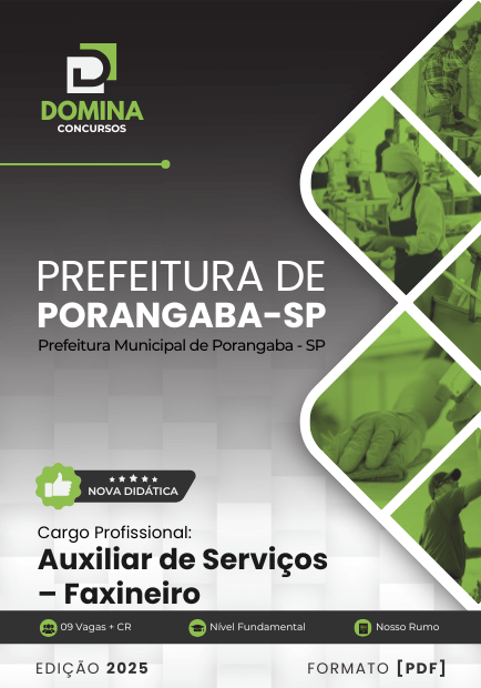 Novo Material: Apostila Auxiliar de Serviços Faxineiro Porangaba SP 2025