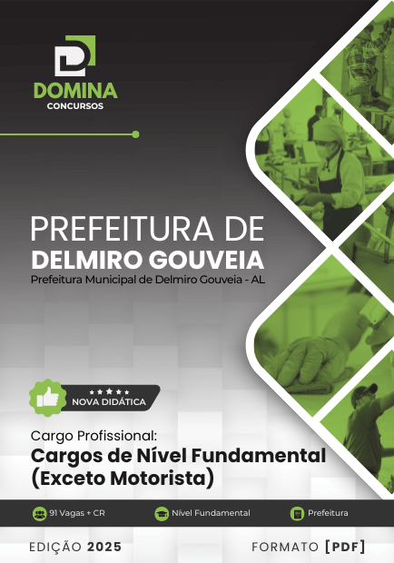 Novo Material: Apostila Cargos de Nível Fundamental Delmiro Gouveia AL 2025