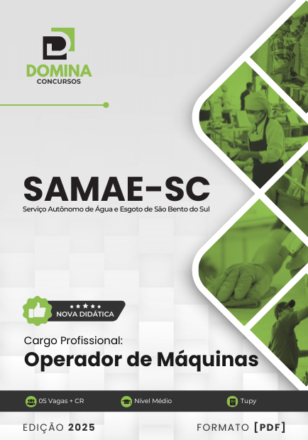 Novo Material: Apostila Operador de Máquinas SAMAE São Bento do Sul SC 2025 Novo Material: Apostila Operador de Máquinas SAMAE São Bento do Sul SC 2025