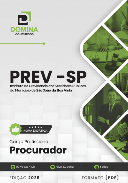 Novo Material: Apostila Procurador PREV São João Boa Vista SP 2025