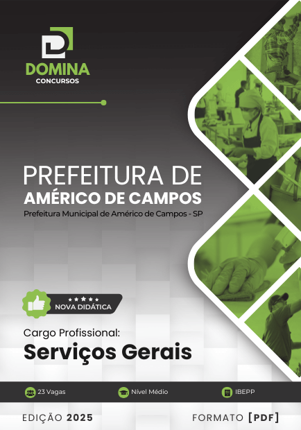 Novo Material: Apostila Serviços Gerais Américo de Campos SP 2025