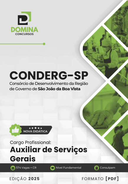 Prepare-se para o Sucesso: Apostila CONDERG SP 2025 para Auxiliar de Serviços Gerais! Prepare-se para o Sucesso: Apostila CONDERG SP 2025 para Auxiliar de Serviços Gerais!