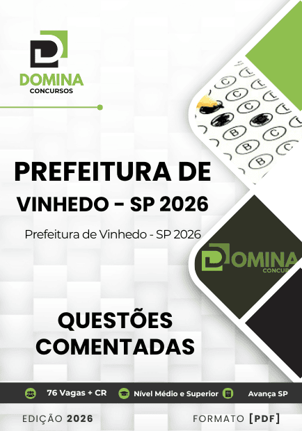150 Questões Comentadas para o Concurso de Vinhedo/SP 2026: Prepare-se!