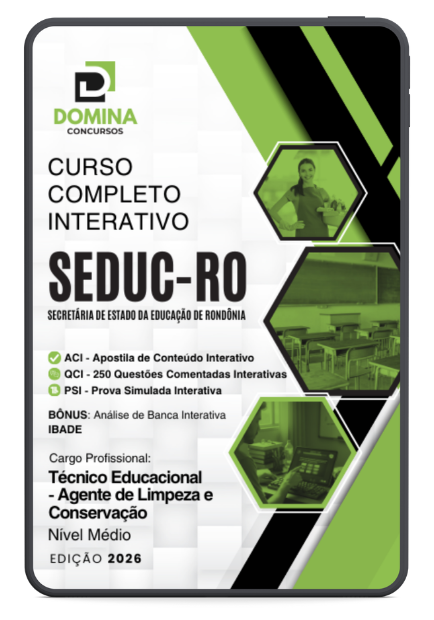 Curso Completo Interativo SEDUC-RO 2026 (IBADE) para Agente de Limpeza Curso Completo Interativo SEDUC-RO 2026 (IBADE) para Agente de Limpeza