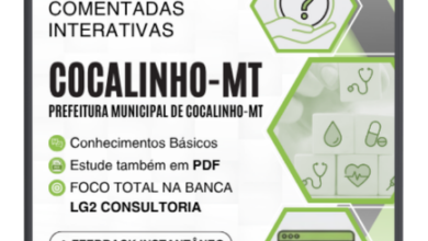 500 Questões Comentadas para Nível Médio – Cocalinho MT 2026 | LG2 Consultoria
